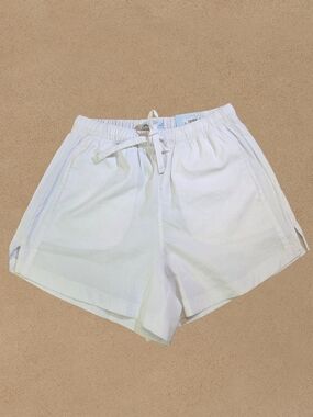 White Women's Drawstring Linen-Blend Shorts